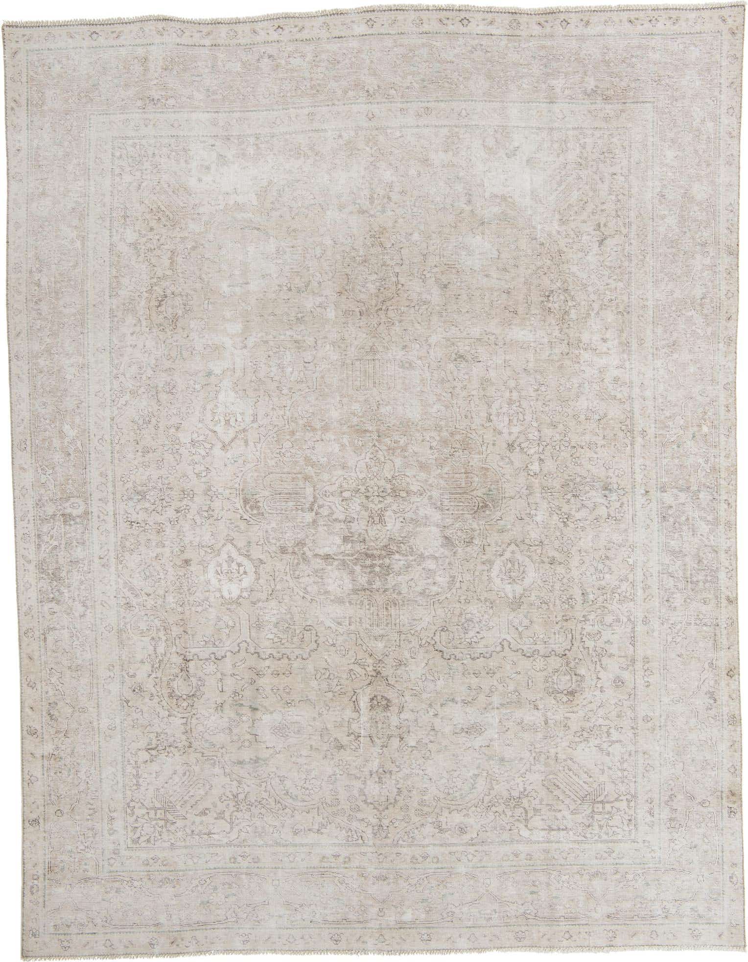 A 9x12 rectangular Ultra Vintage rug in muted browns and tans, featuring a distressed Persian medallion pattern.