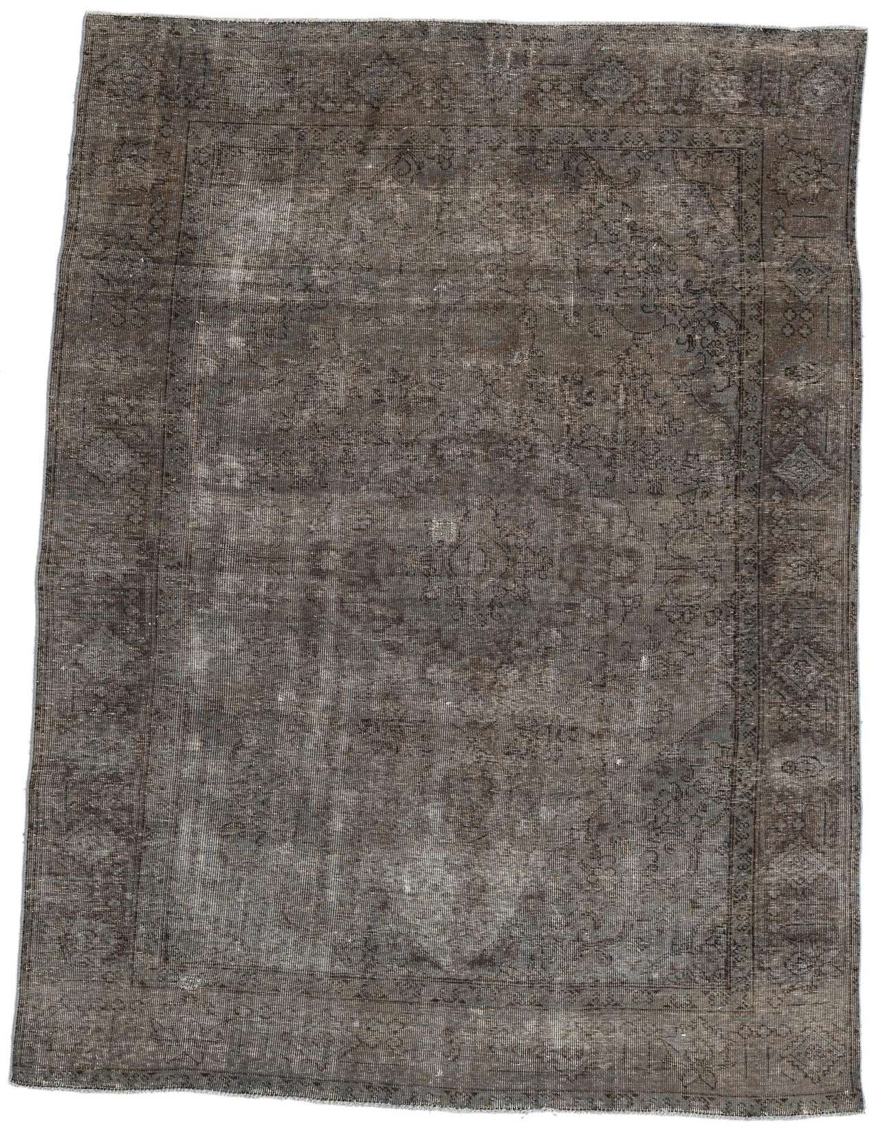A 6x9 rectangular Ultra Vintage wool rug in browns and tans with a distressed Persian medallion pattern.