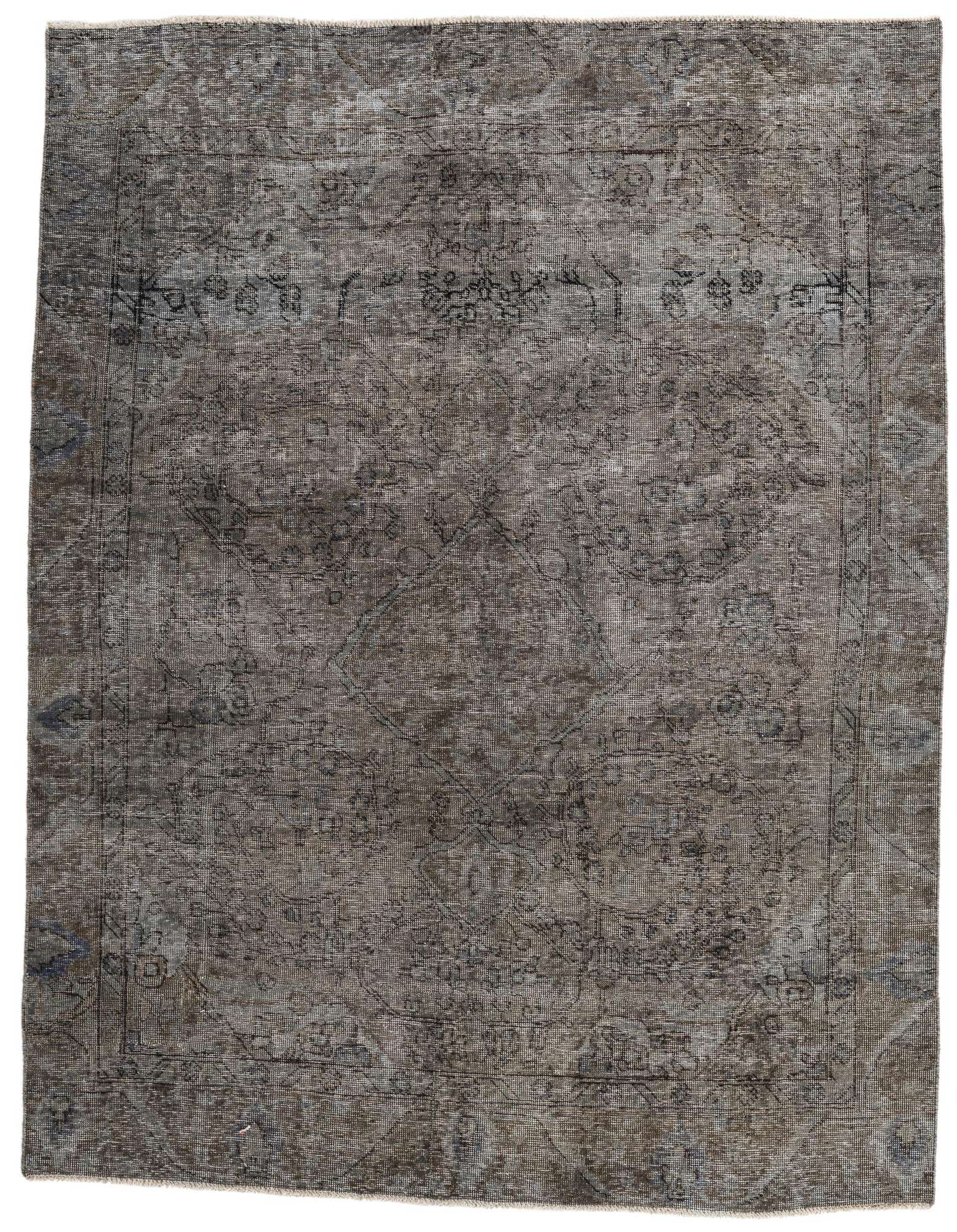 A 6x9 rectangular brown and tan Persian-style wool rug with a faded medallion pattern, suitable for a living room.