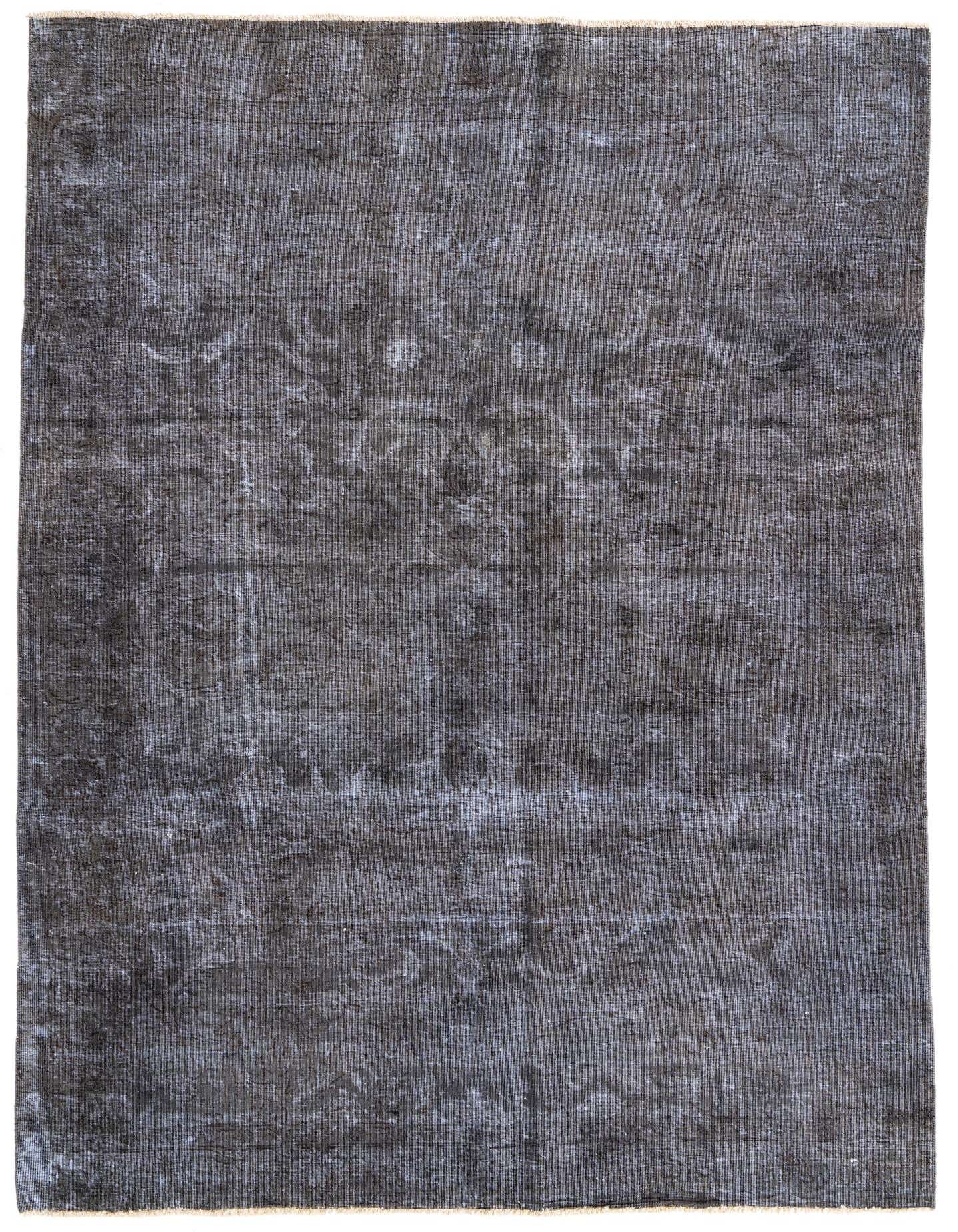 A 6x9 rectangular brown and tan Persian-style wool rug with a distressed vintage pattern, suitable for a living room.