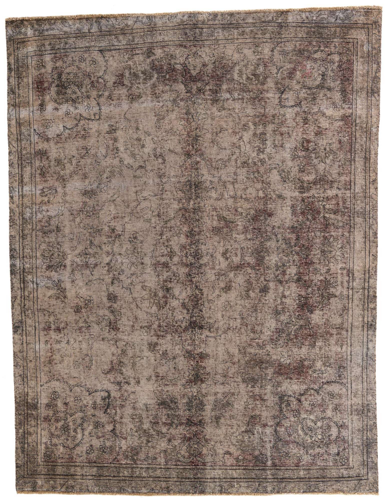 A 7x10 rectangular Ultra Vintage rug in browns and tans, featuring a faded Persian medallion pattern, ideal for a living room.
