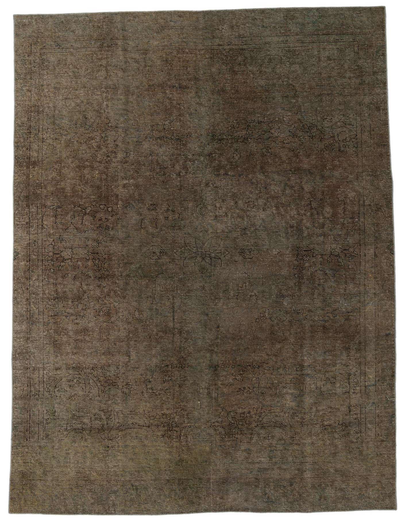 An 8x11 rectangular Ultra Vintage wool rug in shades of brown and tan with a subtle Persian pattern.