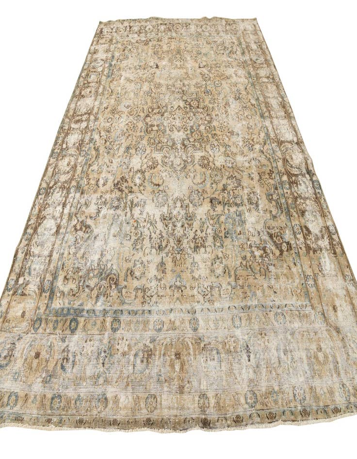 Detail image of  9' 5 x 13'  Hand Knotted Ultra Vintage Persian Wool Rug