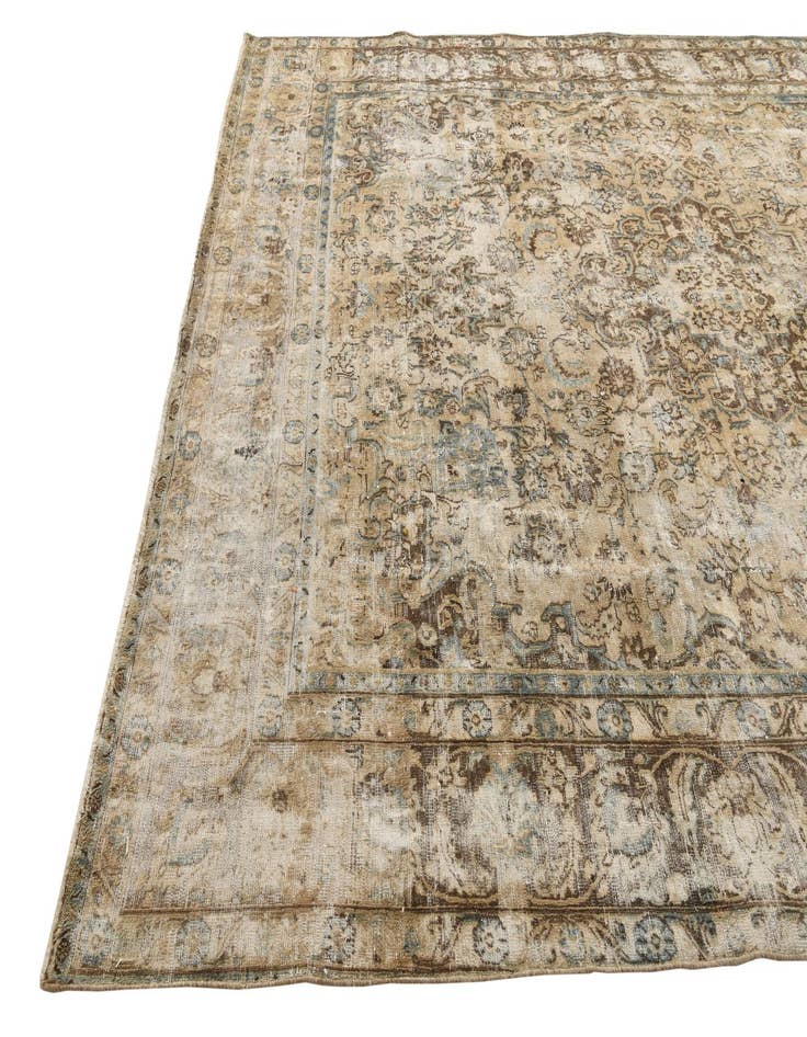 Detail image of  9' 5 x 13'  Hand Knotted Ultra Vintage Persian Wool Rug