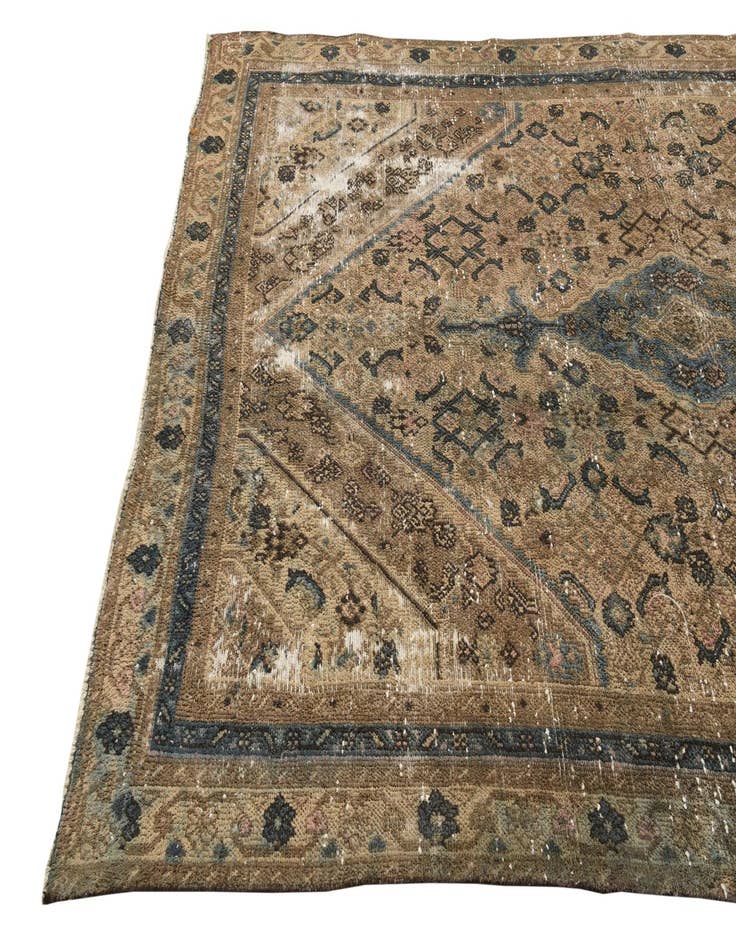 Detail image of  6' x 9' 10  Hand Knotted Ultra Vintage Persian Wool Rug