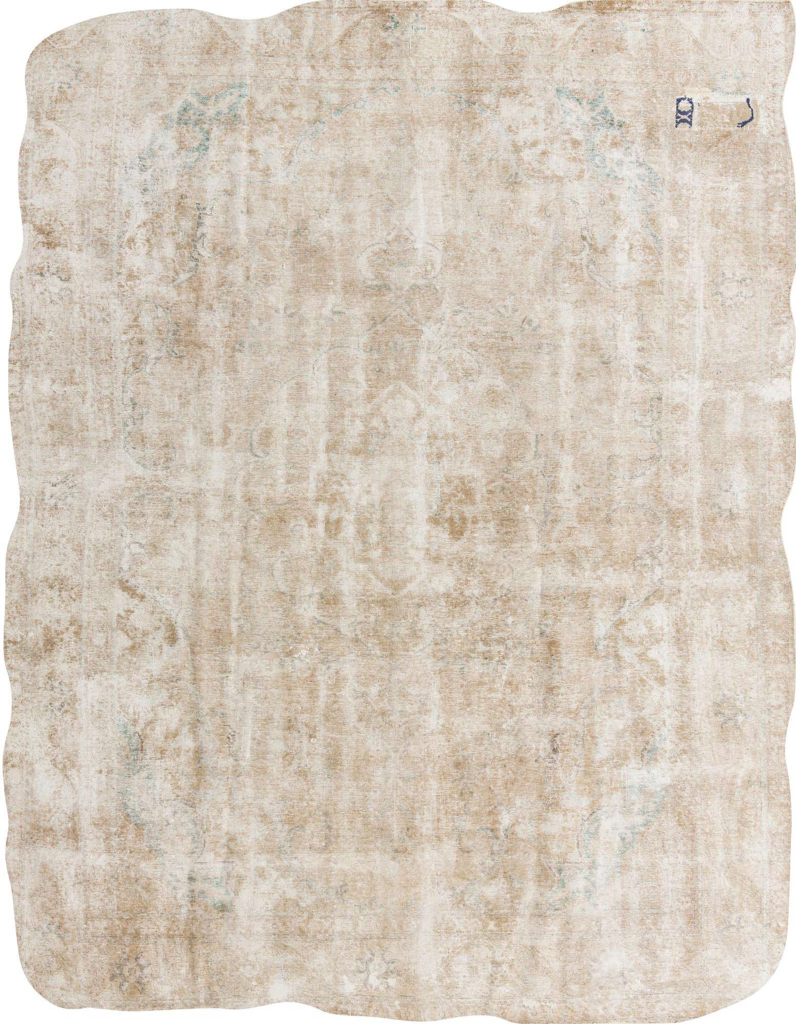 A 10x13 rectangular Rugs.com Ultra Vintage rug with a distressed brown and tan Persian medallion pattern, suitable for a living room.