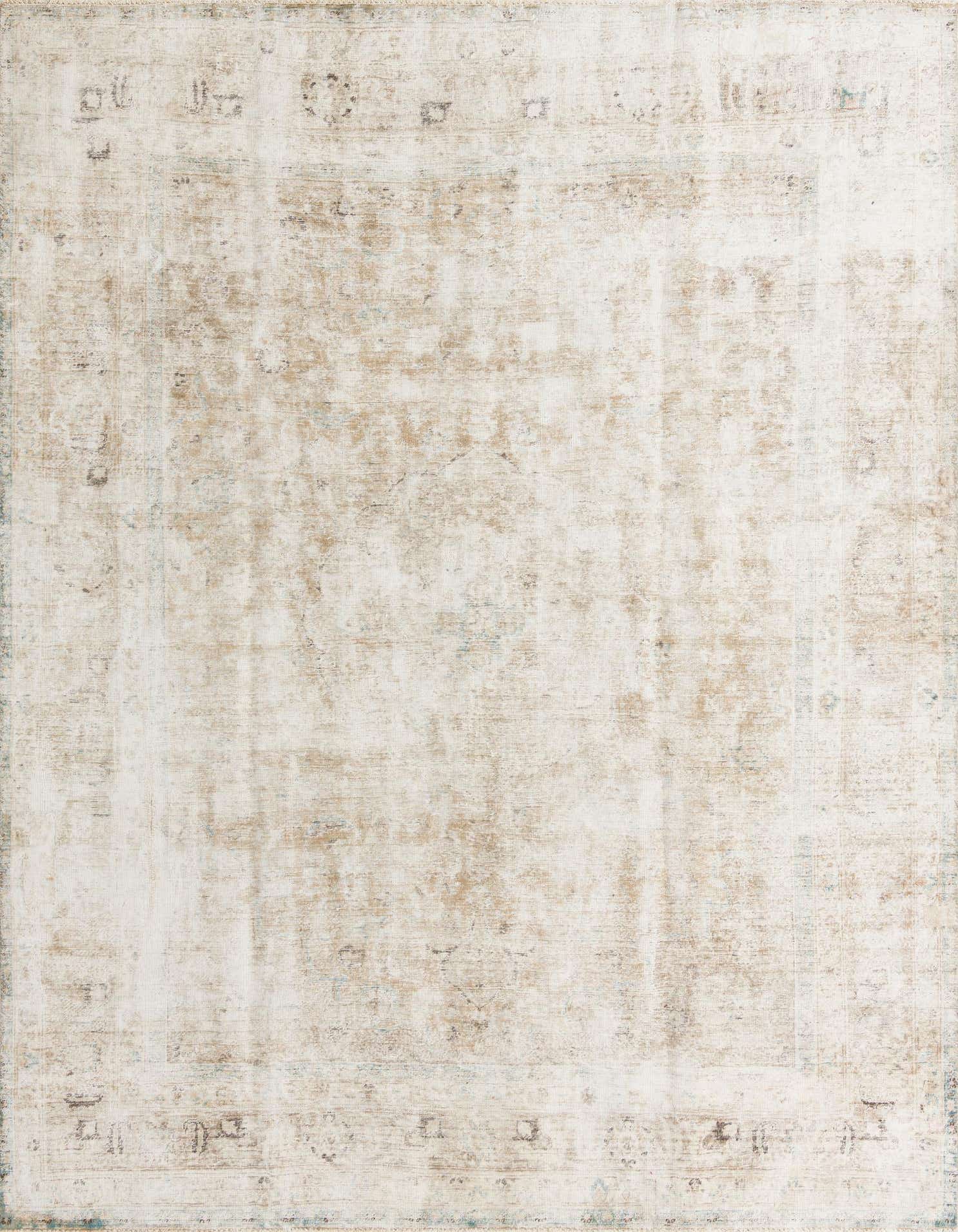 A 9x12 rectangular Ultra Vintage wool rug in shades of brown and tan, featuring a distressed Persian medallion pattern.