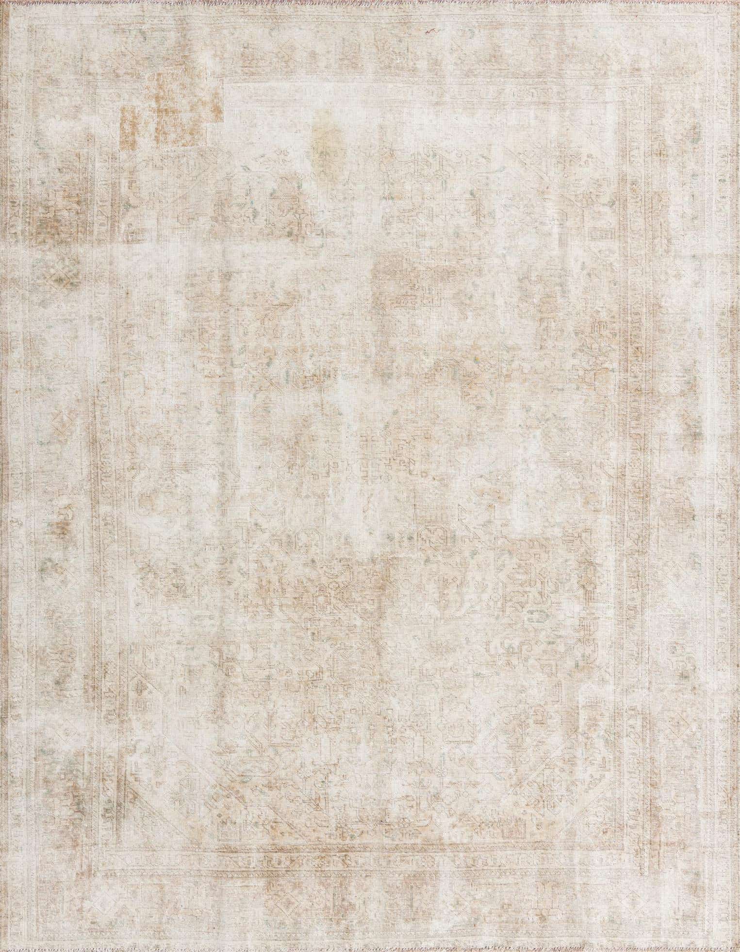 An 8x11 rectangular Ultra Vintage rug in shades of brown and tan, featuring a distressed Persian medallion pattern.