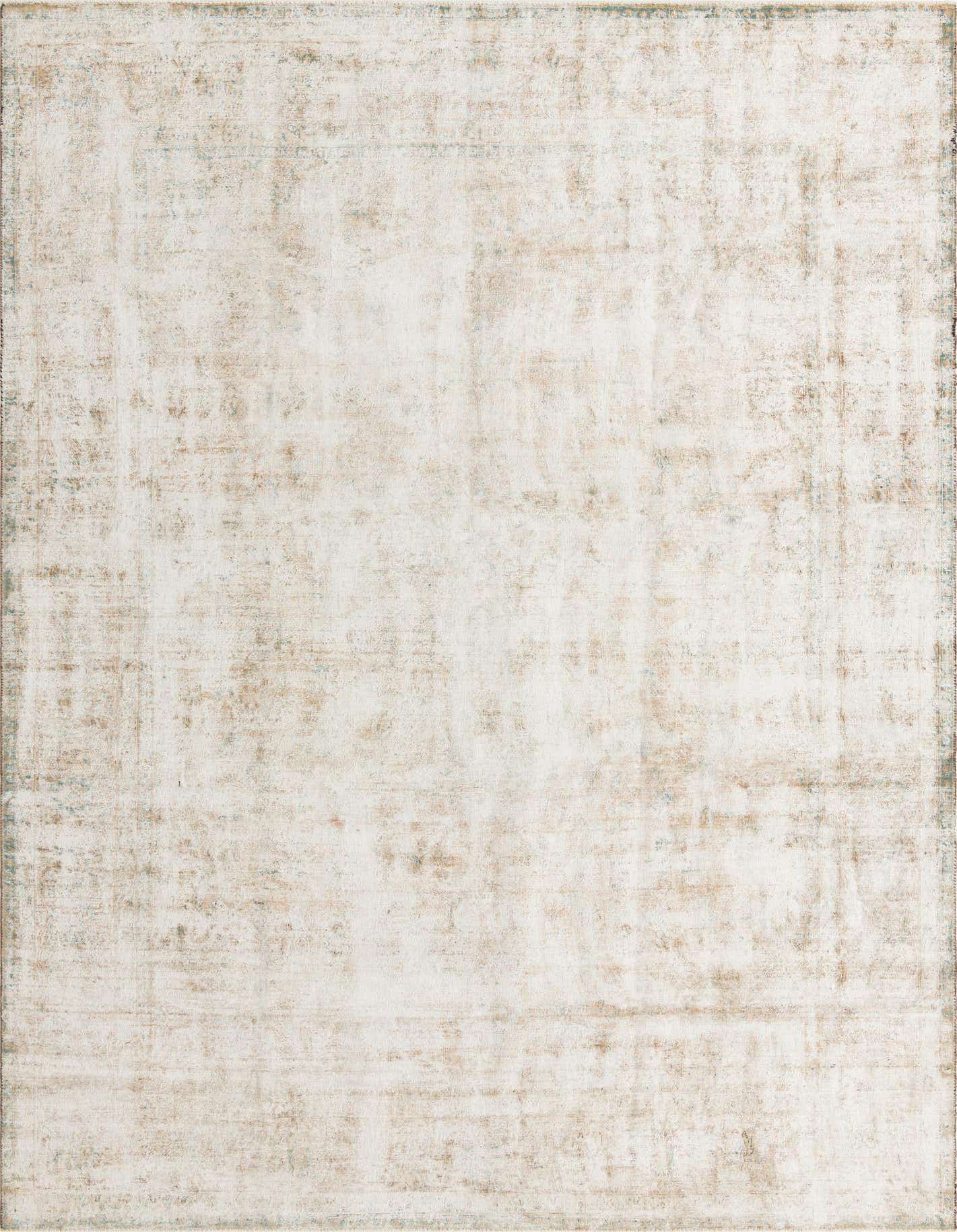 A 10x13 rectangular Ultra Vintage wool rug featuring a distressed Persian medallion pattern in shades of brown and tan.