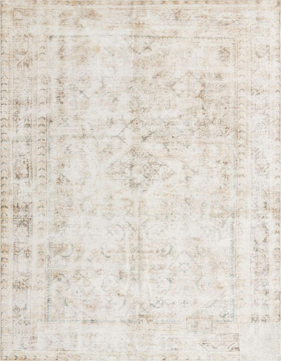 A 7x10 rectangular Rugs.com Ultra Vintage rug with a faded brown and tan Persian medallion pattern, suitable for a living room.