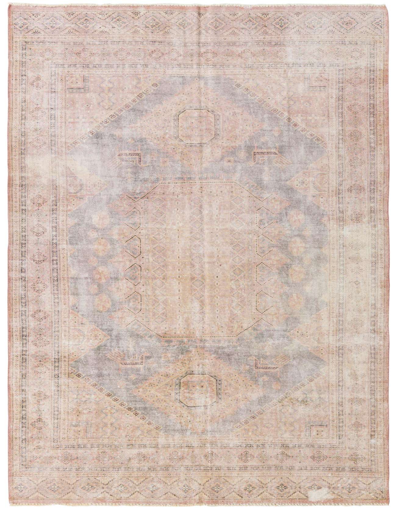 A 6x9 rectangular Ultra Vintage Persian rug in faded browns and tans, featuring a distressed medallion pattern.