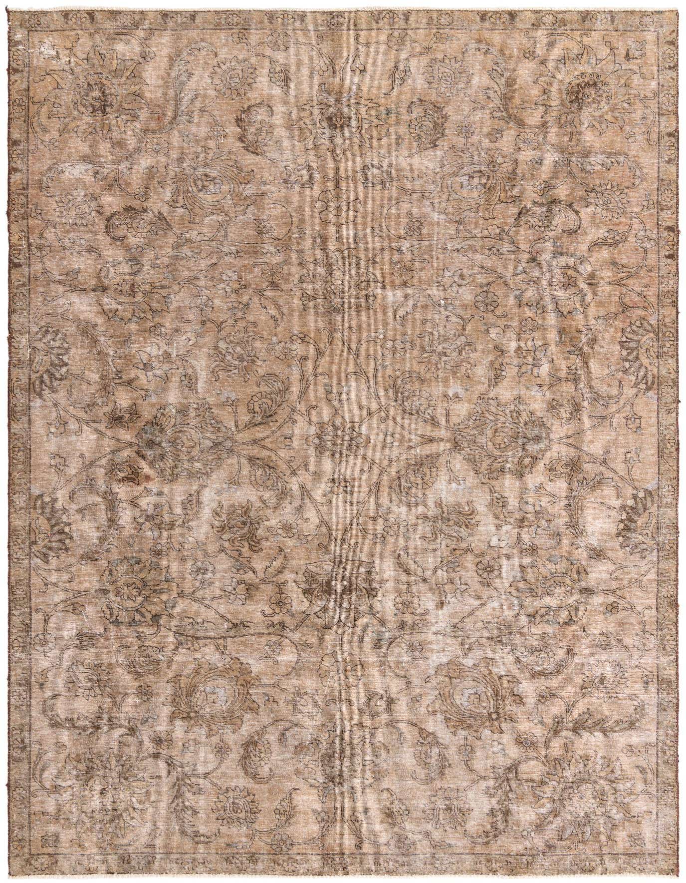 An 8x11 rectangular Ultra Vintage rug in browns and tans, featuring a distressed Persian medallion pattern.