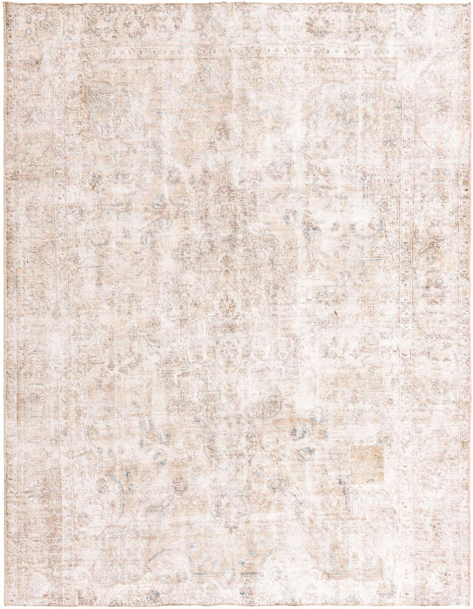 A 7x10 rectangular Ultra Vintage rug with a distressed Persian medallion pattern in shades of brown and tan.