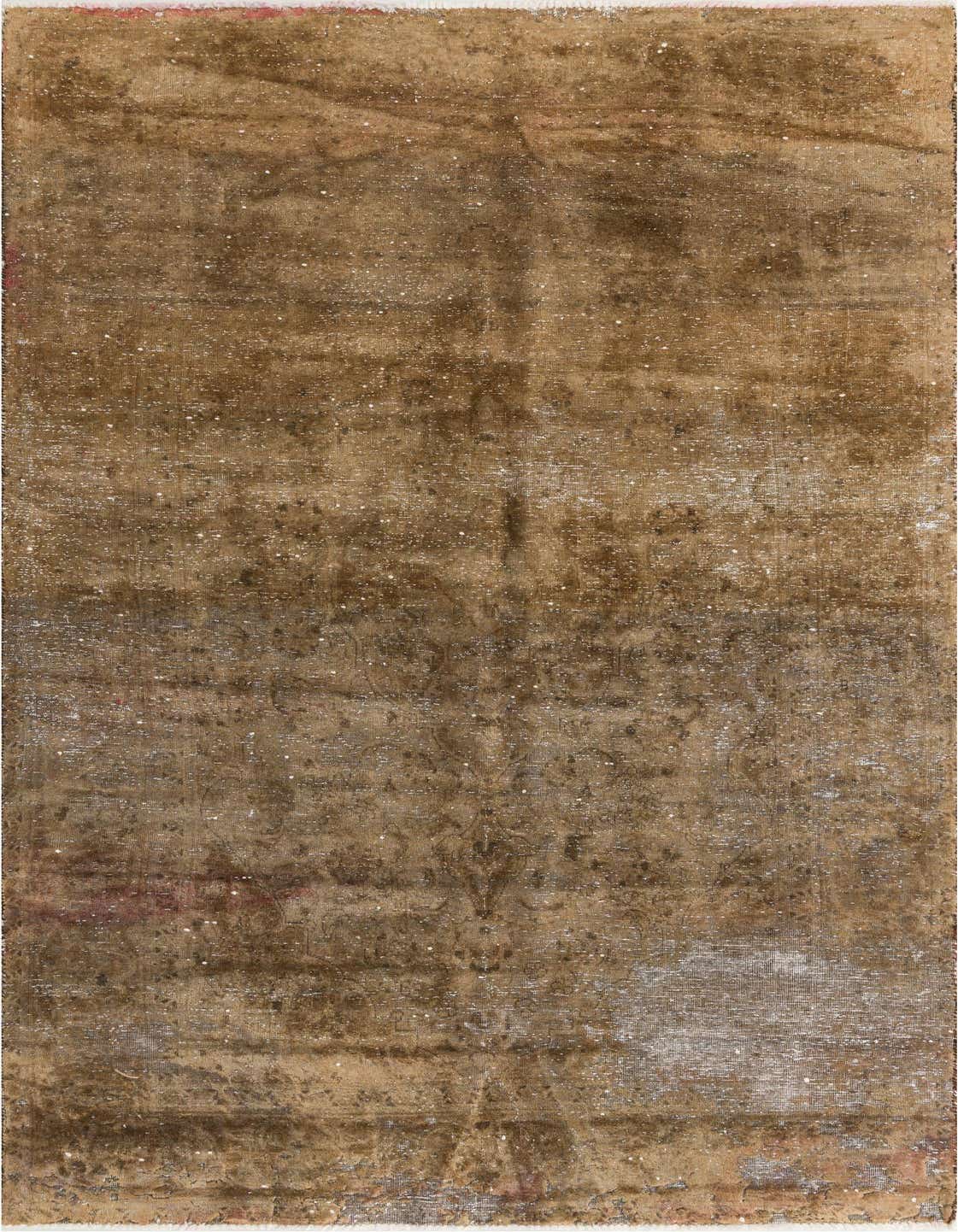 A 5x8 rectangular Ultra Vintage rug in varying shades of brown and tan with a distressed Persian pattern.