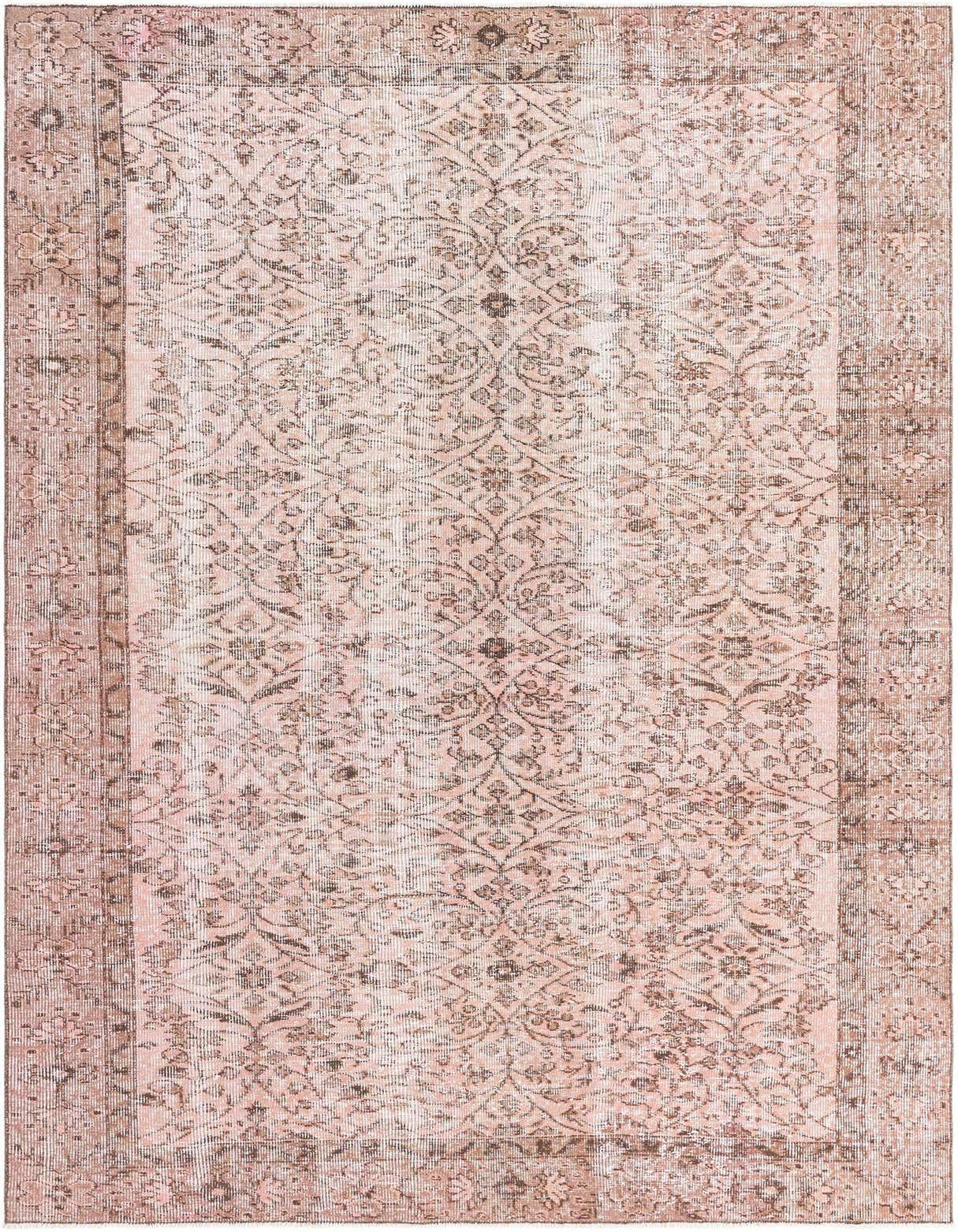 A 5x8 rectangular Ultra Vintage rug in shades of brown and tan, featuring a distressed Persian pattern.