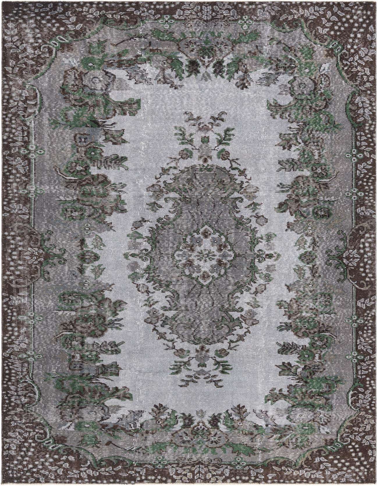 A 5x8 rectangular Ultra Vintage rug with a distressed brown and tan Persian pattern, featuring a central medallion and floral motifs.