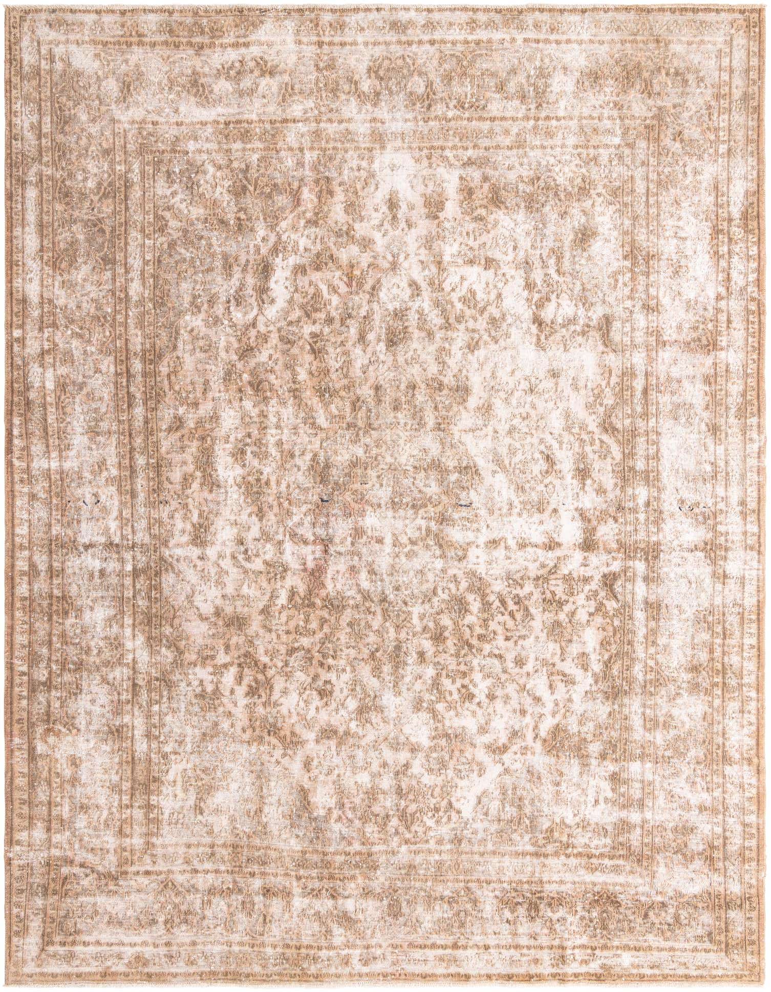 A 9x12 rectangular Ultra Vintage rug in shades of brown and tan, featuring a distressed Persian pattern.