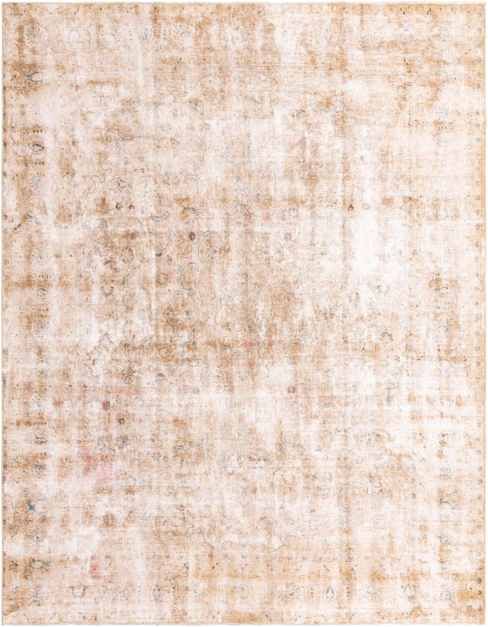 A 9x12 rectangular Ultra Vintage rug in shades of brown and tan with subtle Persian medallion patterns.