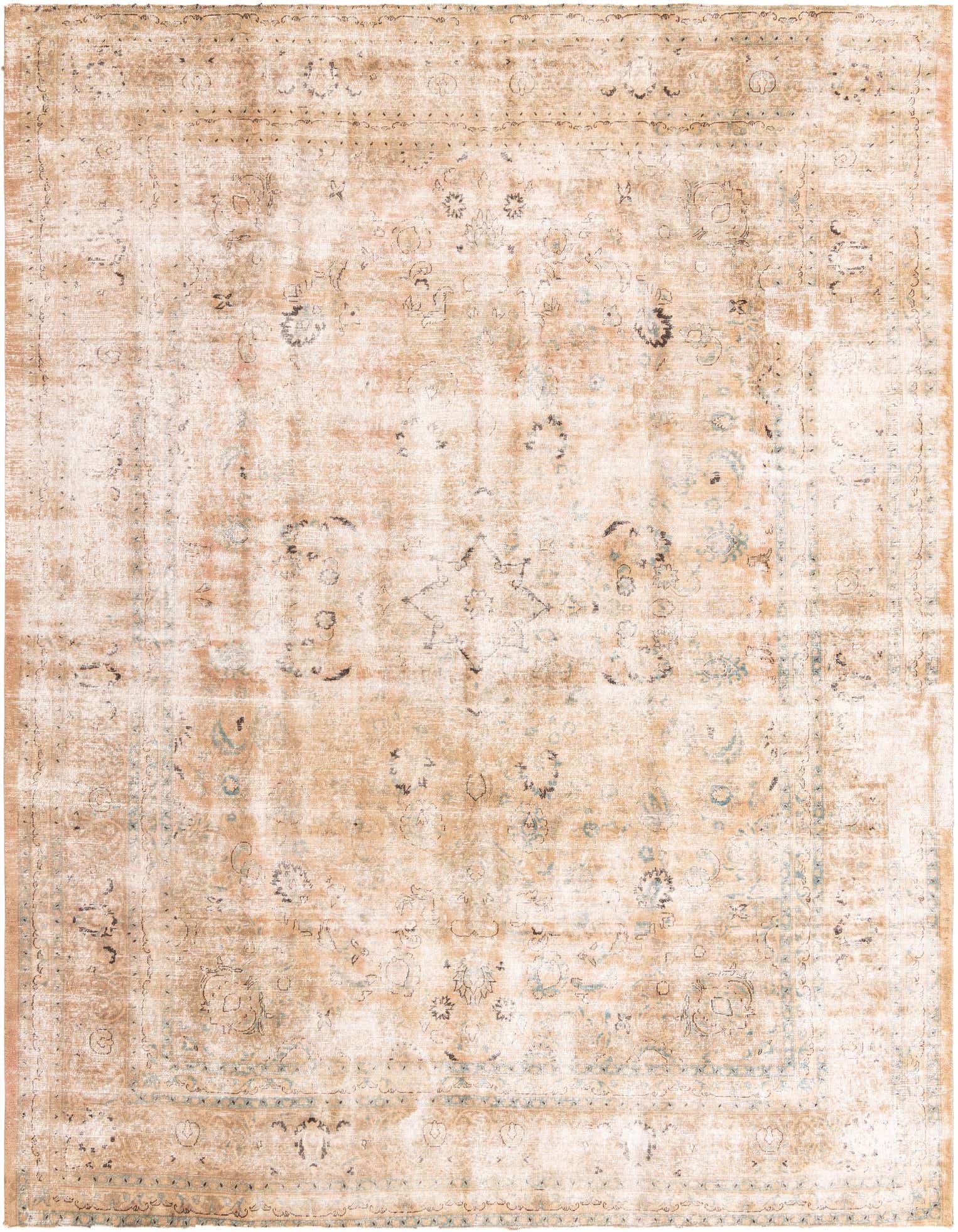 A 10x13 rectangular Ultra Vintage rug featuring a distressed Persian medallion pattern in shades of brown and tan.