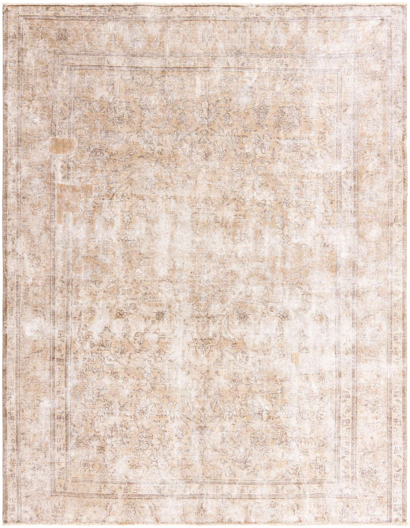 An 8x10 rectangular Ultra Vintage rug in shades of brown and tan, featuring a distressed Persian medallion pattern.