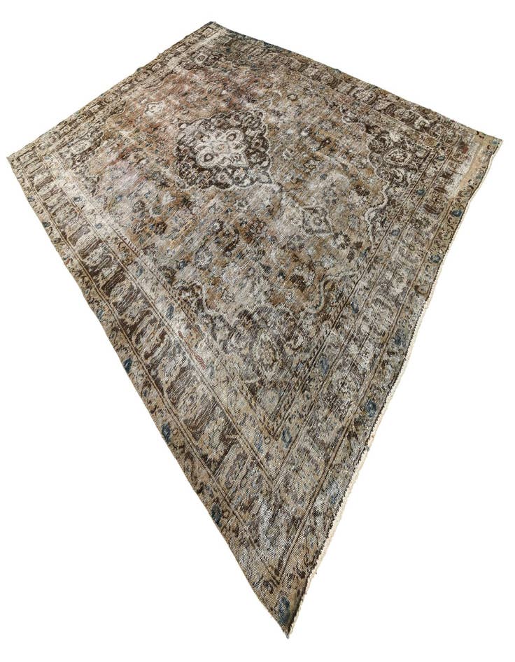 Detail image of  9' 5 x 13'  Hand Knotted Ultra Vintage Persian Wool Rug