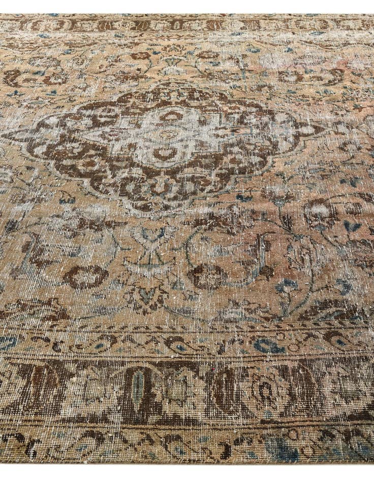 Detail image of  9' 5 x 13'  Hand Knotted Ultra Vintage Persian Wool Rug