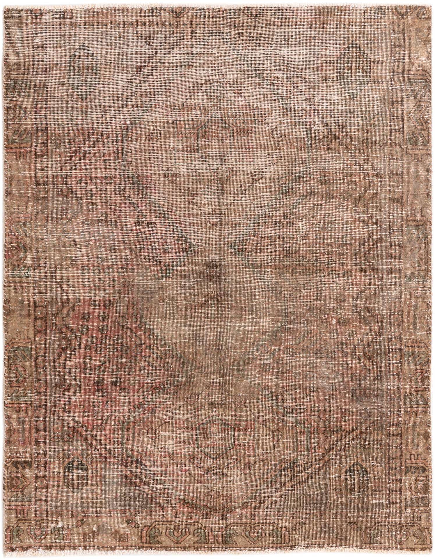 A 4x6 rectangular Ultra Vintage rug in browns and tans, featuring a distressed Persian medallion pattern.