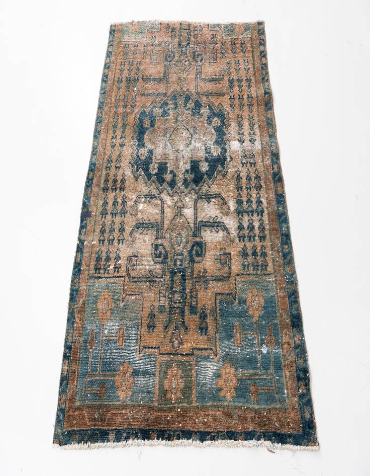 Detail image of  4' 2 x 5' 8  Hand Knotted Ultra Vintage Persian Wool Rug