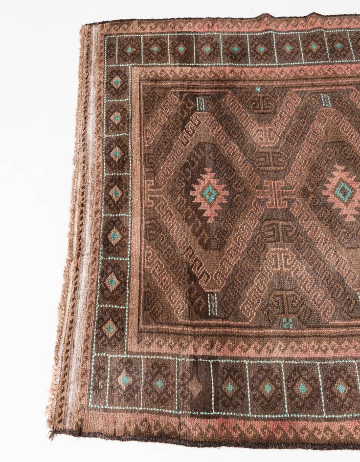 Detail image of  3' 7 x 6' 3  Hand Knotted Ultra Vintage Persian Wool Rug