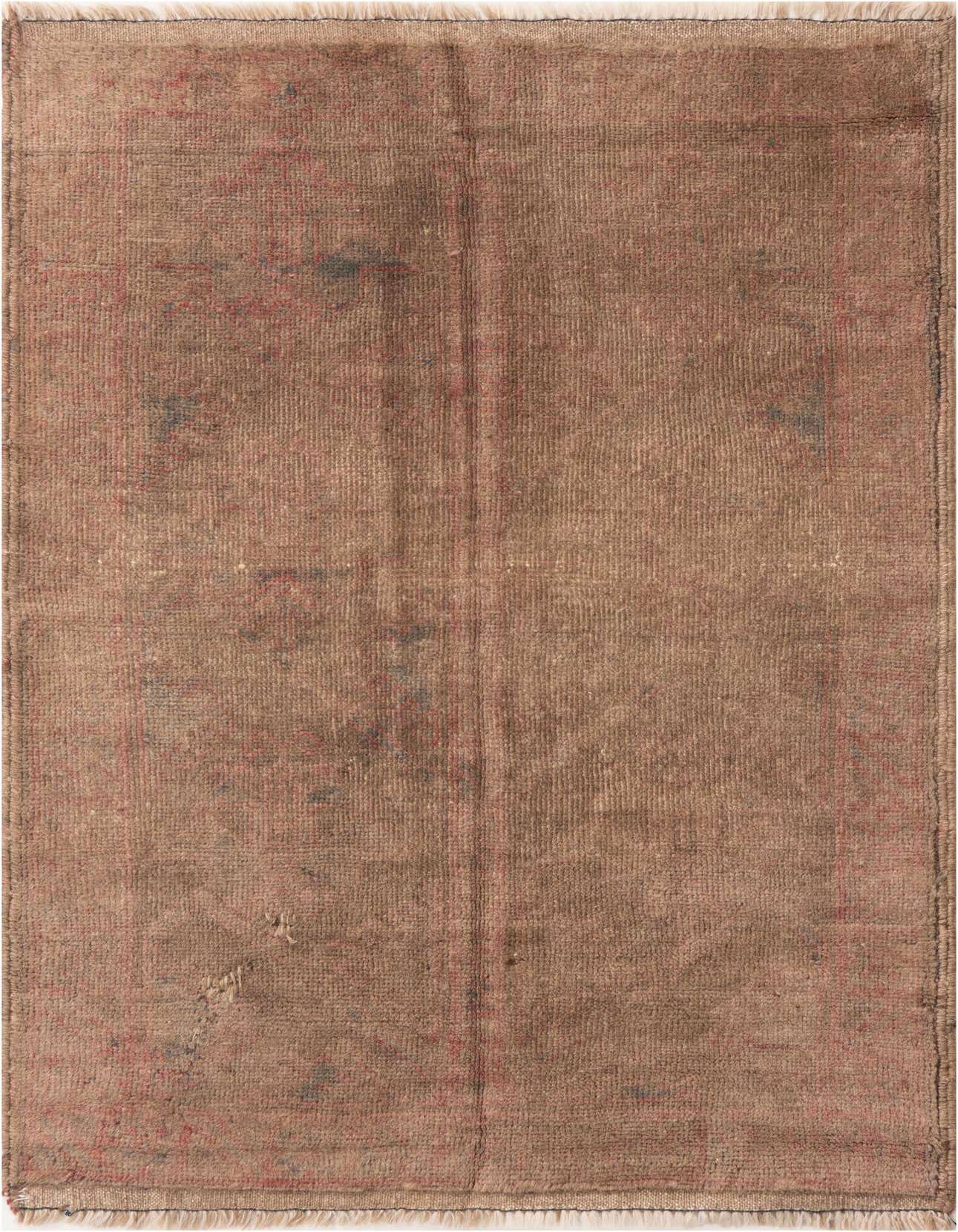 A 3x5 rectangular Ultra Vintage wool rug in shades of brown and tan with subtle red and blue accents, featuring a distressed Persian-inspired pattern.