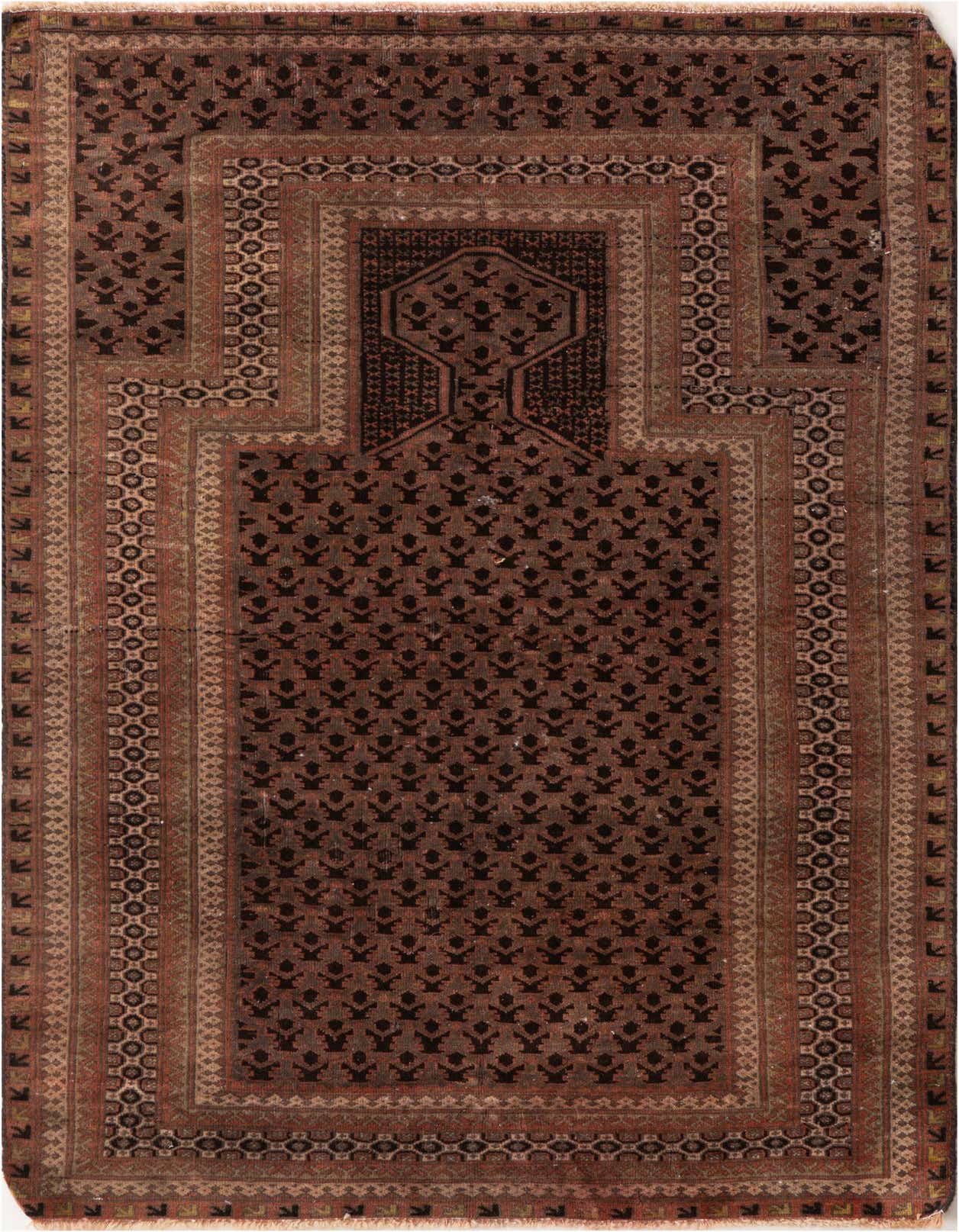Primary image  3' 2 x 4' 10  Hand Knotted Ultra Vintage Persian Wool Rug