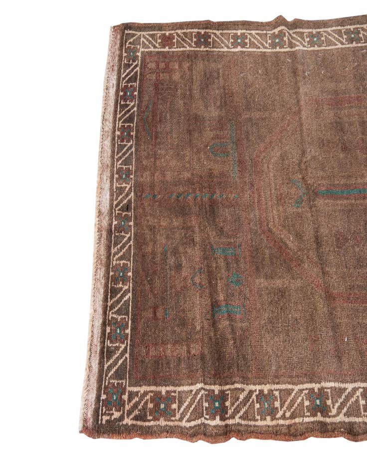 Detail image of  3' 5 x 4' 6  Hand Knotted Ultra Vintage Persian Wool Rug