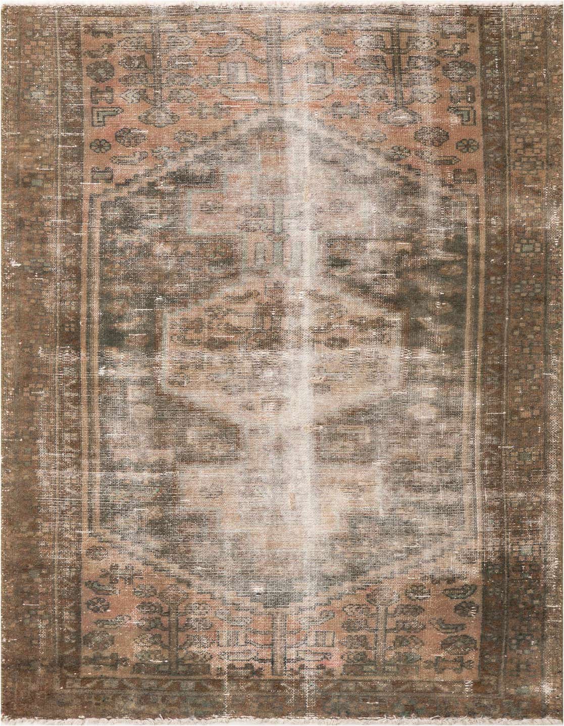 A 4x6 rectangular Ultra Vintage rug featuring a faded Persian medallion pattern in shades of brown and tan.