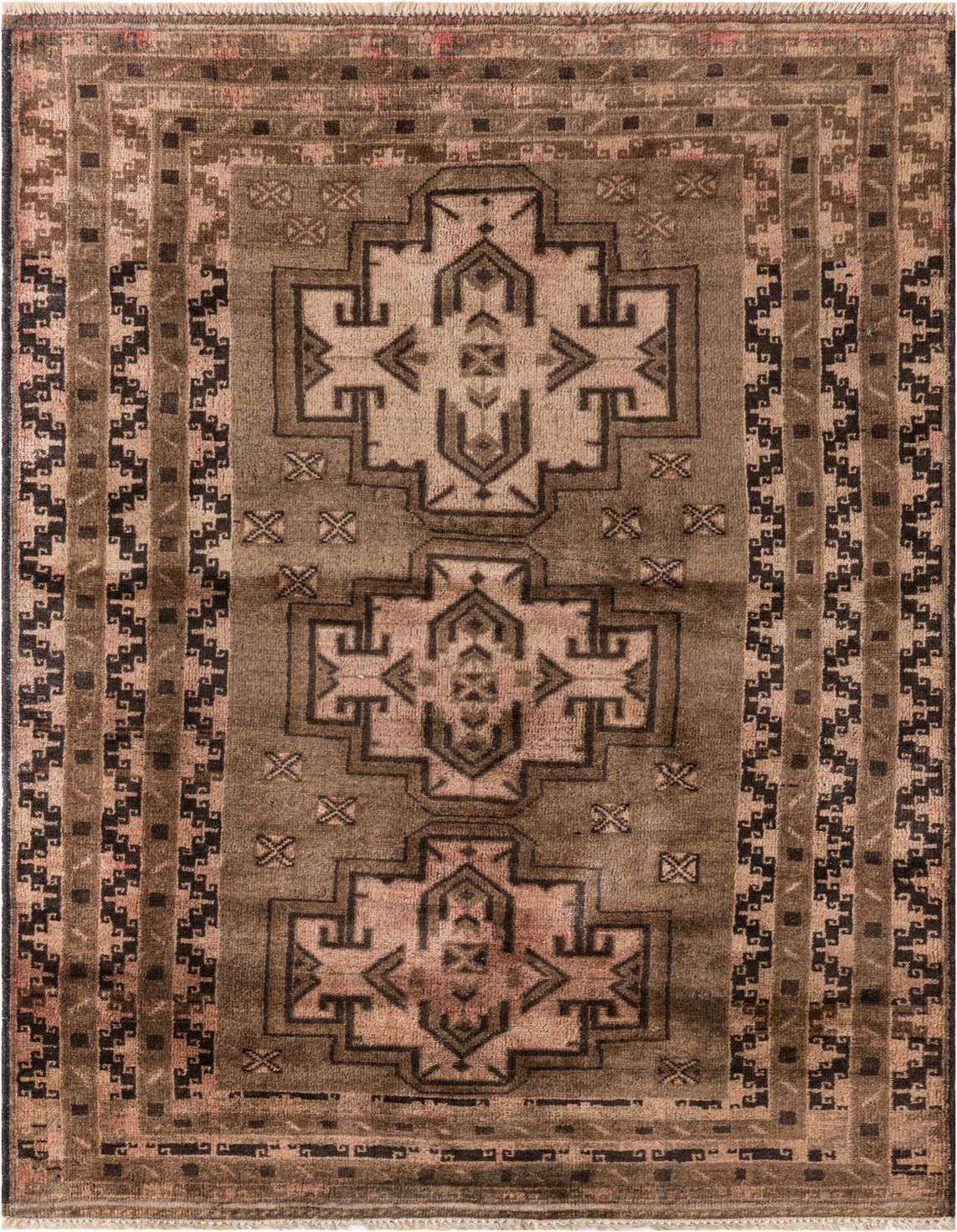 A 4x6 rectangular Ultra Vintage rug featuring a distressed Persian medallion pattern in shades of brown and tan, with intricate border details.