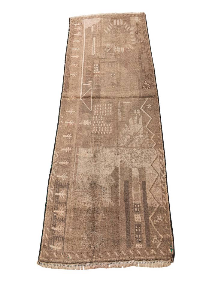 Detail image of  2' 10 x 5'  Hand Knotted Ultra Vintage Persian Wool Rug