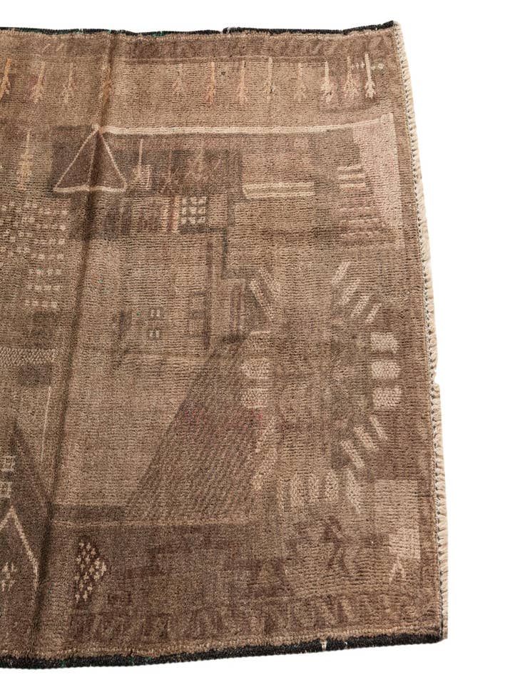 Detail image of  2' 10 x 5'  Hand Knotted Ultra Vintage Persian Wool Rug