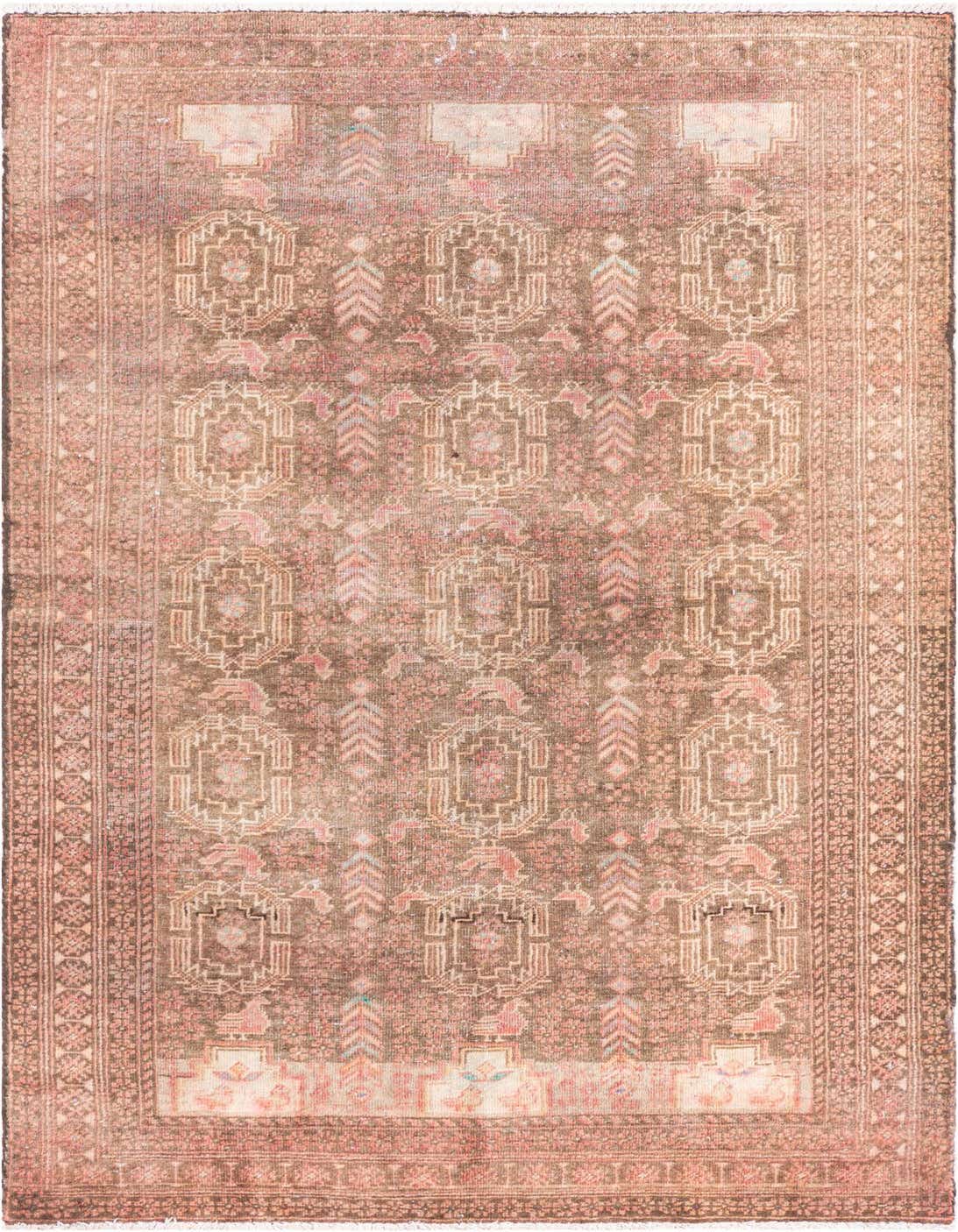 A 3x5 rectangular brown and tan Persian rug with a vintage medallion pattern, suitable for an entryway.