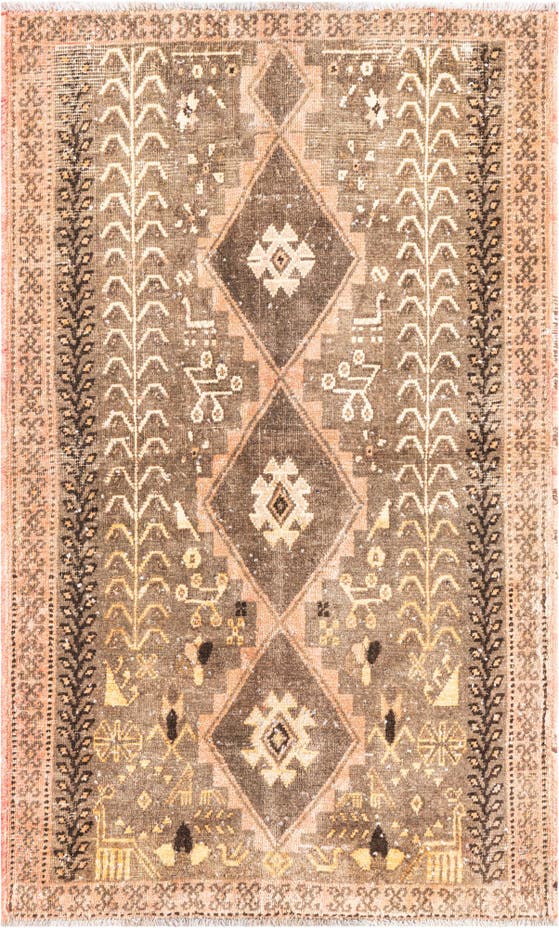 4' x 6' 6 Hand Knotted Ultra Vintage Persian W...