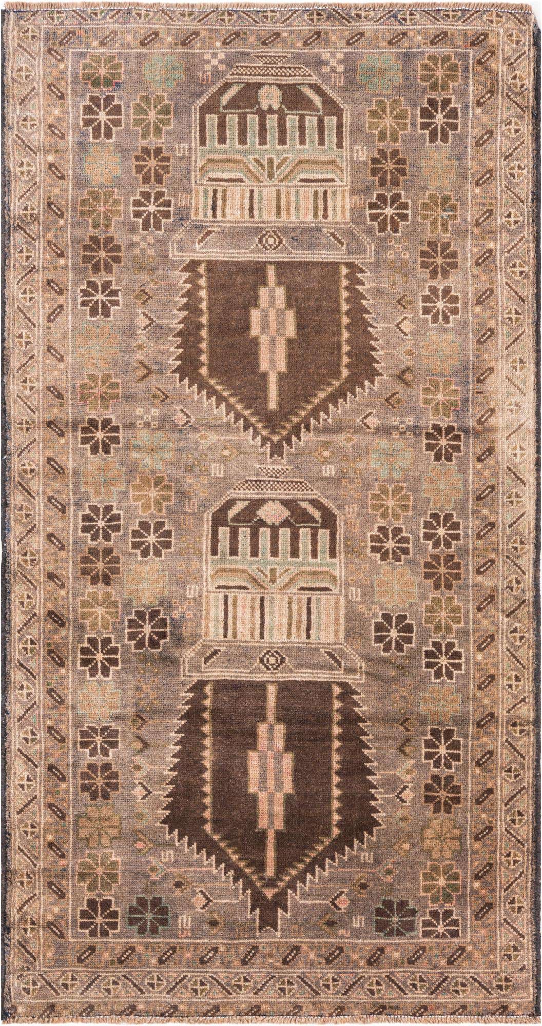 A 4x6 rectangular Ultra Vintage rug with a central medallion design in shades of brown, tan, and subtle green, featuring traditional Persian patterns.