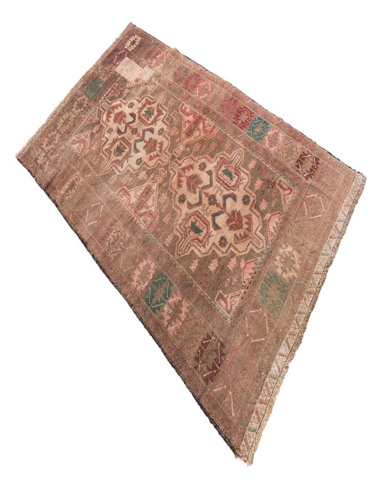 Detail image of  3' 8 x 6' 2  Hand Knotted Ultra Vintage Persian Wool Rug