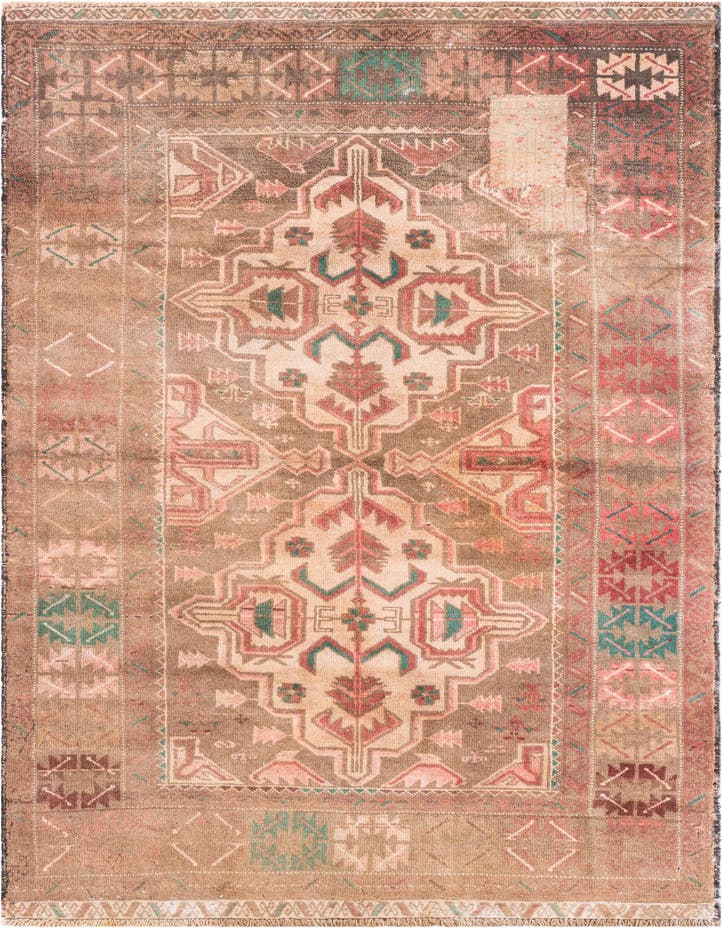  3' 8 x 6' 2  Hand Knotted Ultra Vintage Persian W...