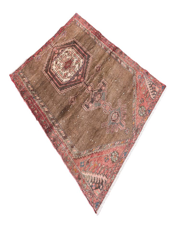 Detail image of  3' 4 x 4' 3  Hand Knotted Ultra Vintage Persian Wool Rug