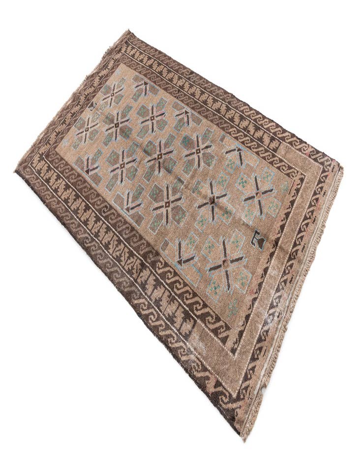 Detail image of  3' 4 x 6'  Hand Knotted Ultra Vintage Persian Wool Rug