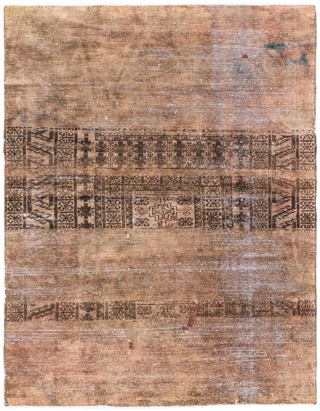 A 4x6 rectangular Ultra Vintage rug in browns and tans, featuring faded Persian-style patterns.