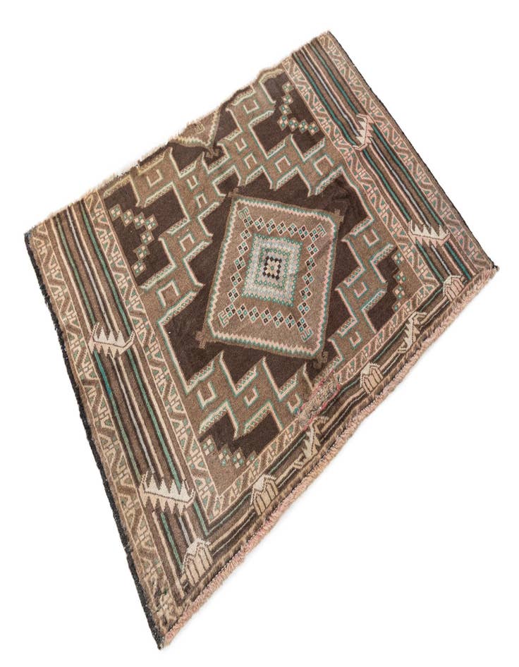 Detail image of  2' 7 x 3' 9  Hand Knotted Ultra Vintage Persian Wool Rug