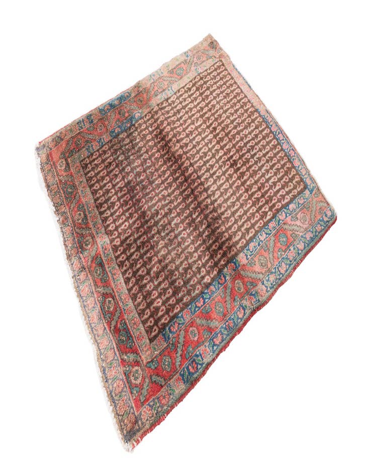 Detail image of  3' 3 x 3' 9  Hand Knotted Ultra Vintage Persian Wool Rug