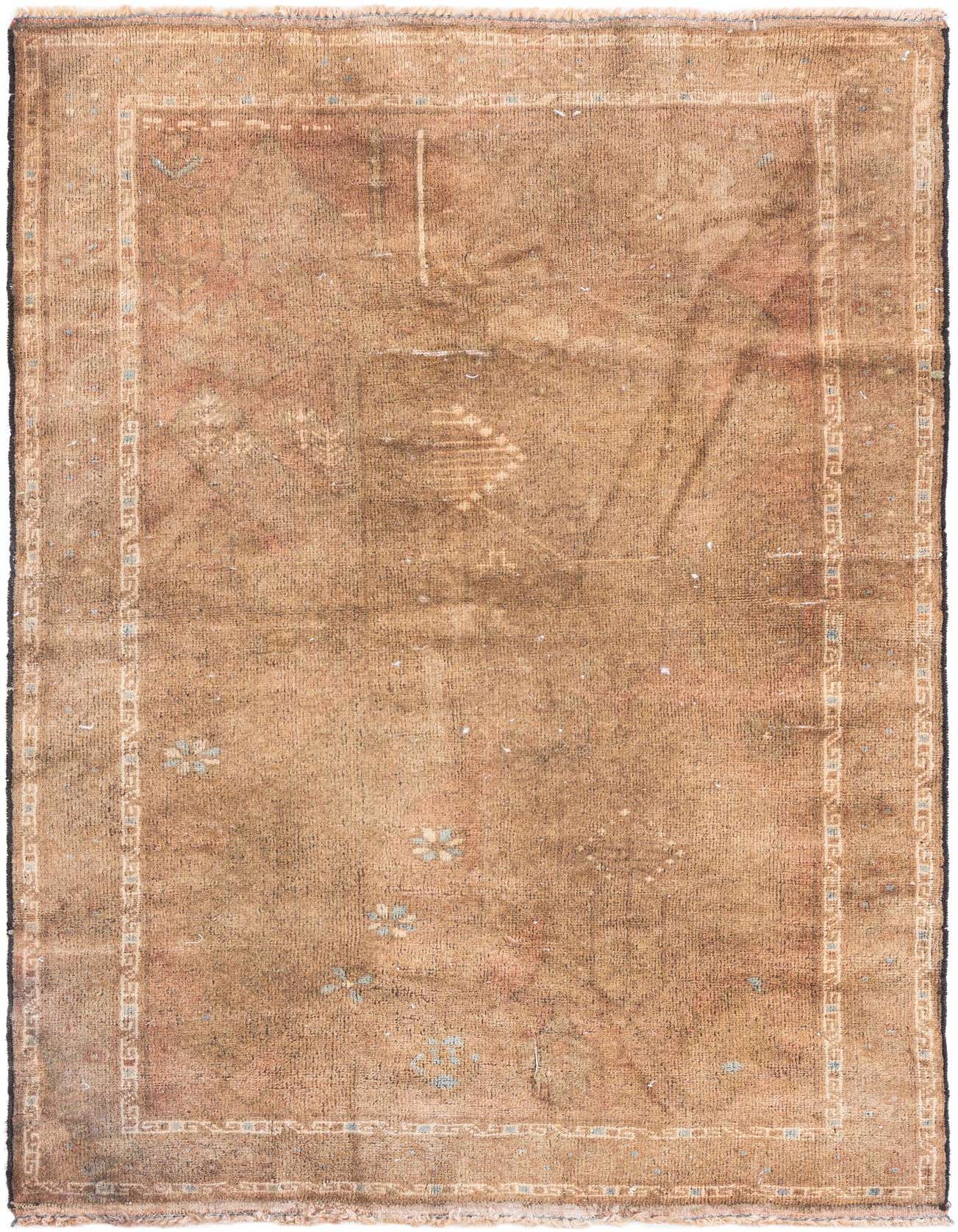 A 3x4 rectangular Ultra Vintage Persian rug in shades of brown and tan, featuring a distressed, flat-pile wool texture.