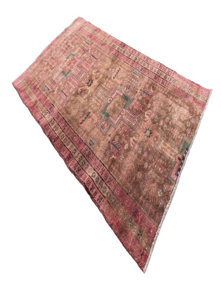 Detail image of  4' x 7' 1  Hand Knotted Ultra Vintage Persian Wool Rug