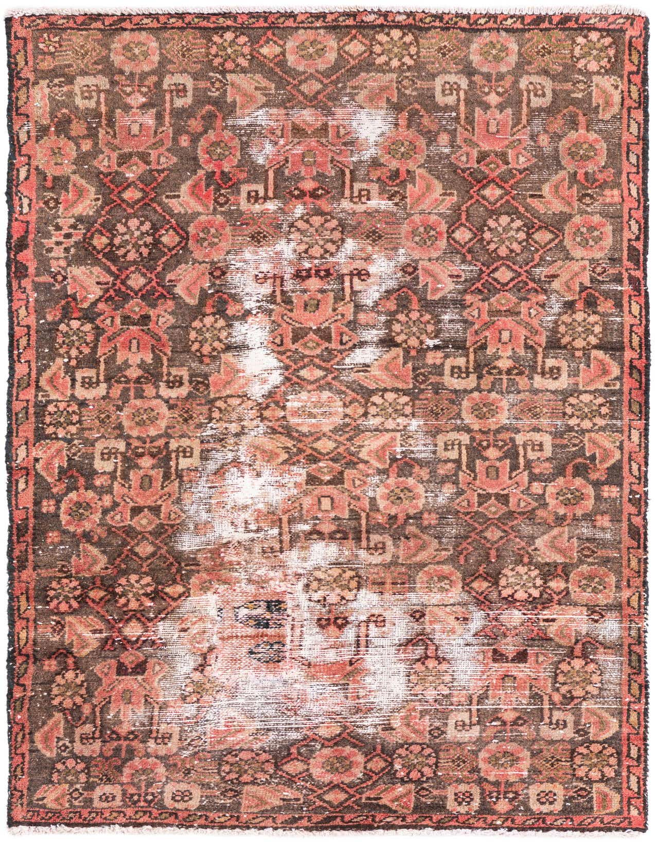 A 3x5 rectangular Ultra Vintage rug featuring a distressed Persian medallion pattern in shades of brown, tan, and faded red.