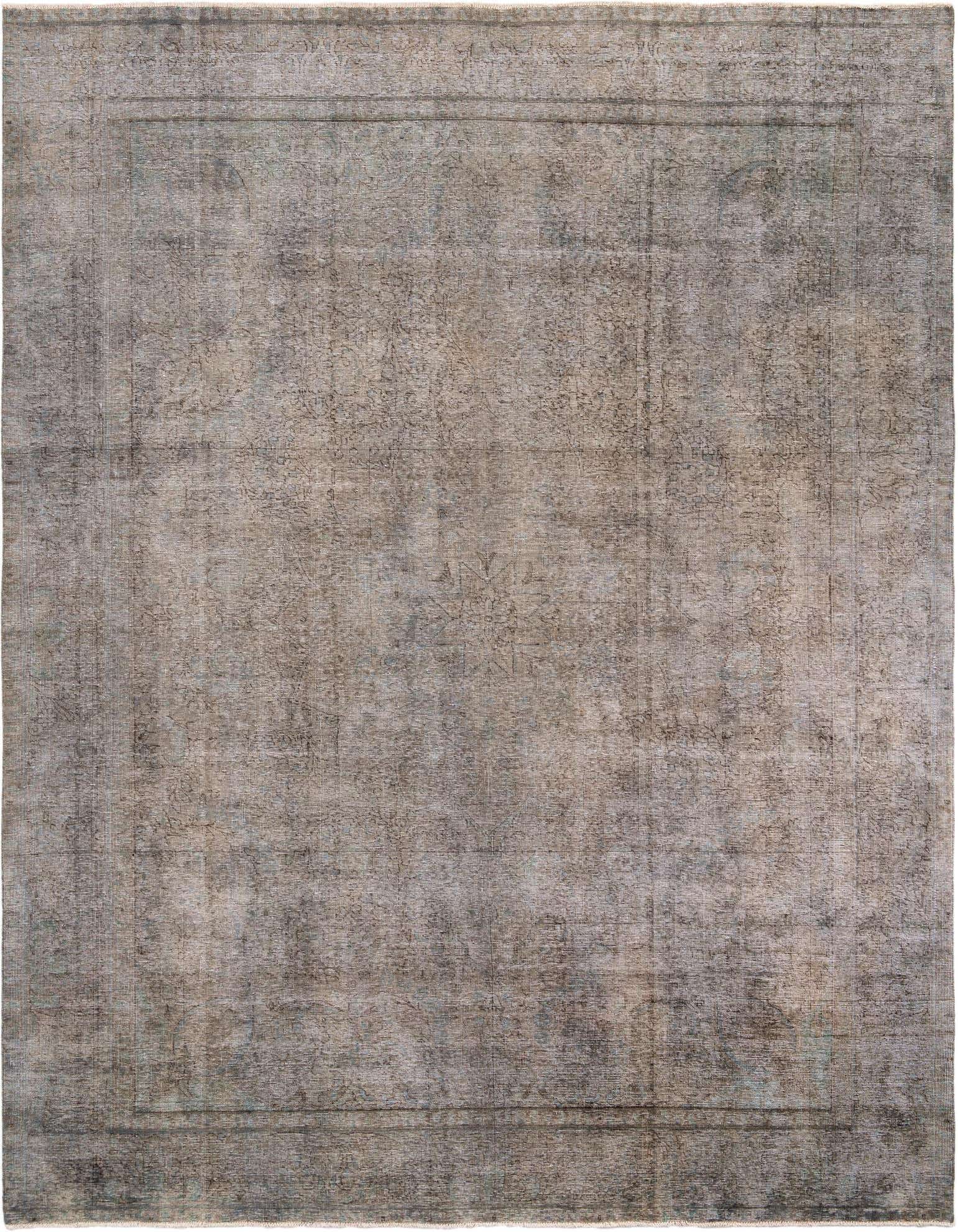 A 10x13 rectangular Ultra Vintage wool rug in browns and tans, featuring a distressed Persian medallion pattern.